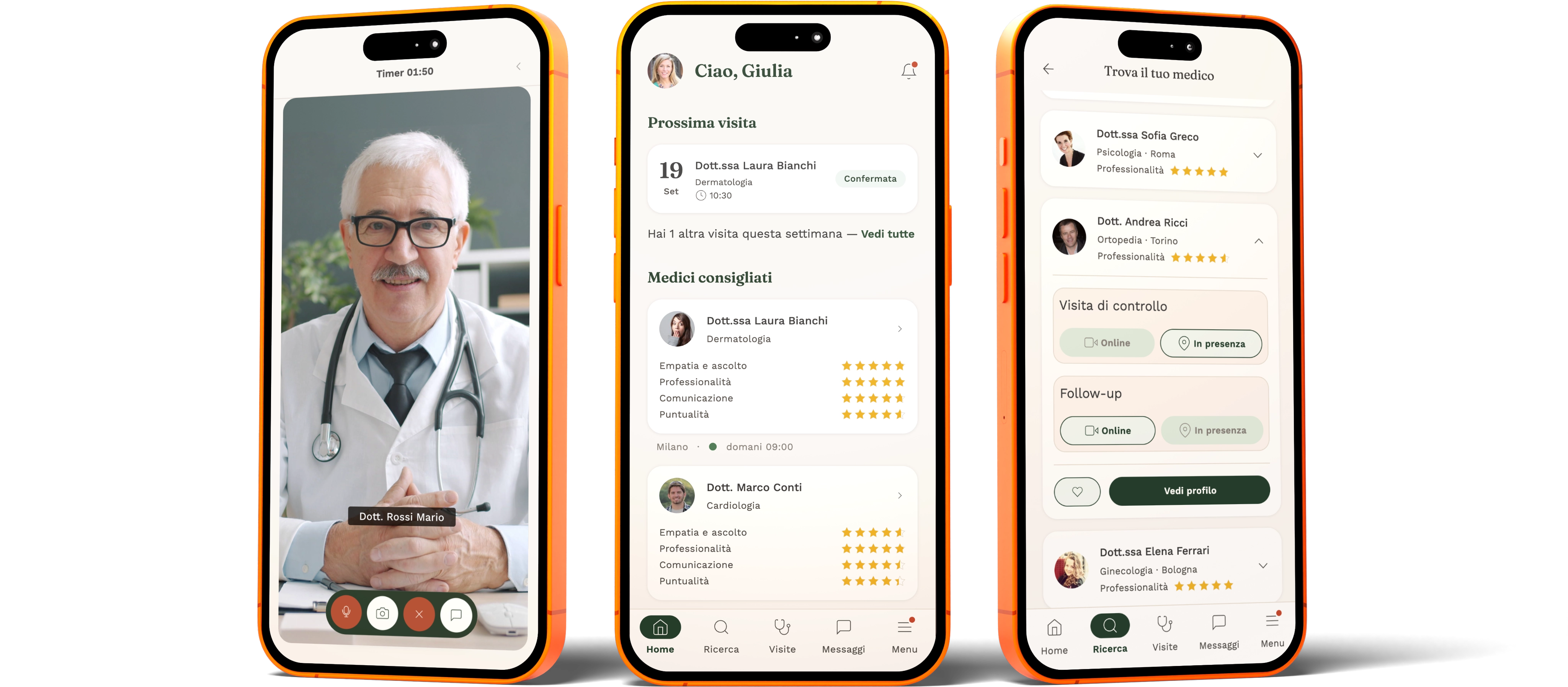L'app Wello su tre telefoni